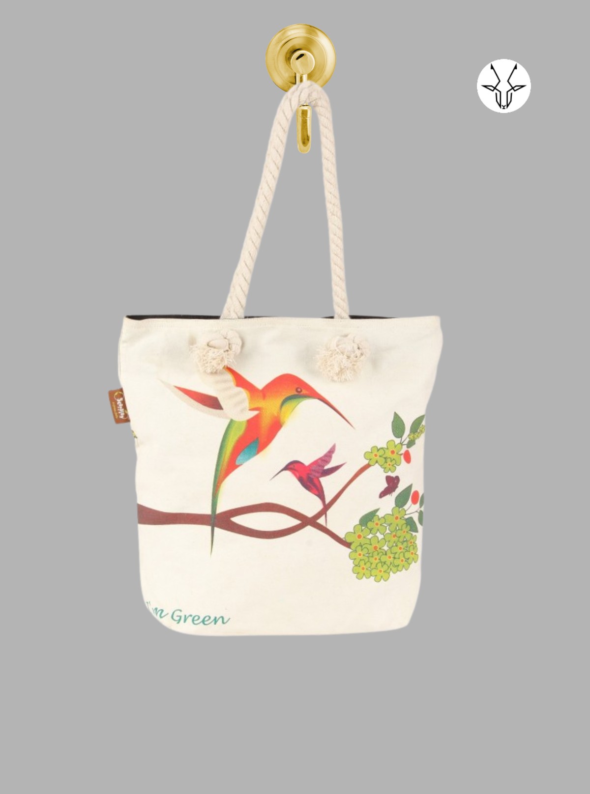 Angelic Hummingbird Canvas Bag – Nature-Inspired Tote by Boer and Fitch