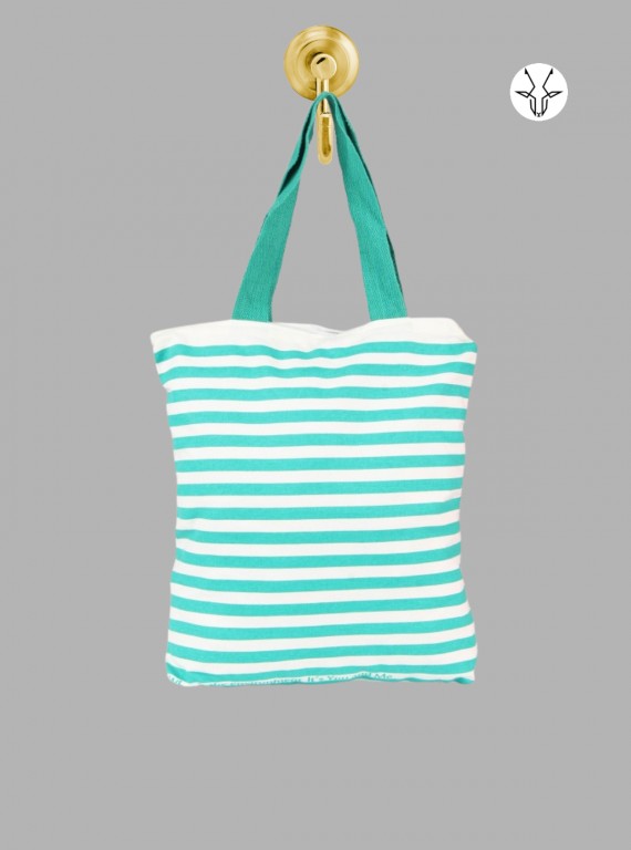 Pastel Green & White Striped Cotton Tote Bag – Chic Everyday Carry