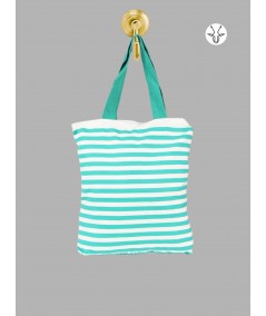 Pastel Green & White Striped Cotton Tote Bag – Chic Everyday Carry