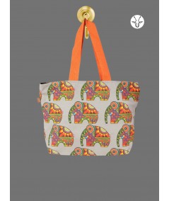 Mandala Elephant Grey Canvas Bag – Boho Chic Ethnic Tote by Boer and Fitch