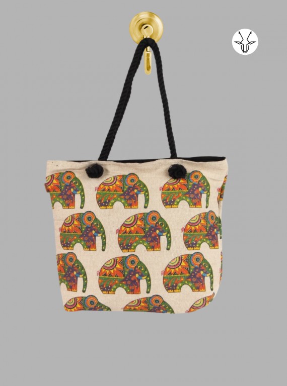 Stylish Mandala Elephant Printed Canvas Bag – Boho Chic Tote by Boer and Fitch