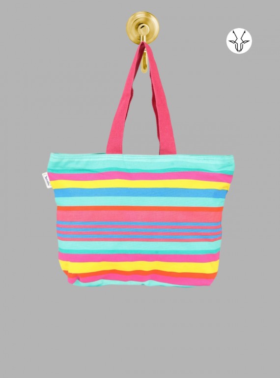 Multi-Color Striped Canvas Bag – Vibrant Everyday Tote by Boer and Fitch