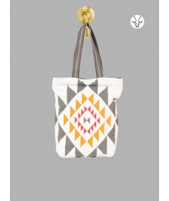 Textured Triangle White Canvas Bag – Modern Minimal Tote by Boer & Fitch