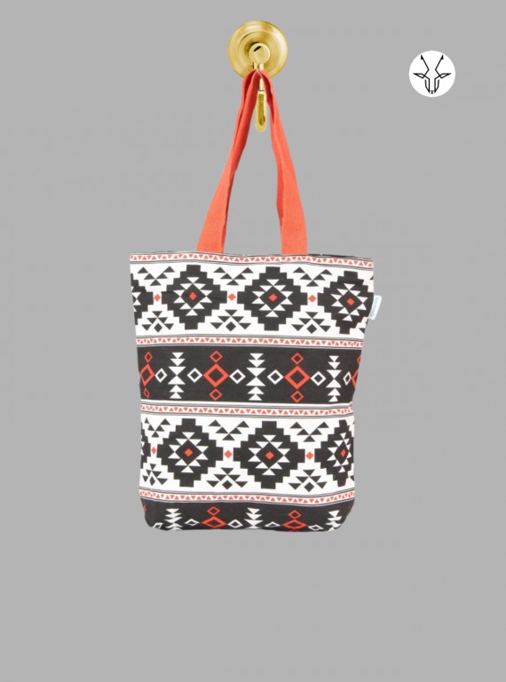 Patterned Triangle Graphic Canvas Bag – Bold Geometric Tote by Boer & Fitch