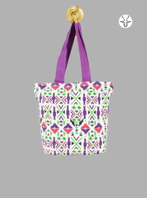 Purple Symmetrical Canvas Bag – Geometric Charm in Everyday Utility