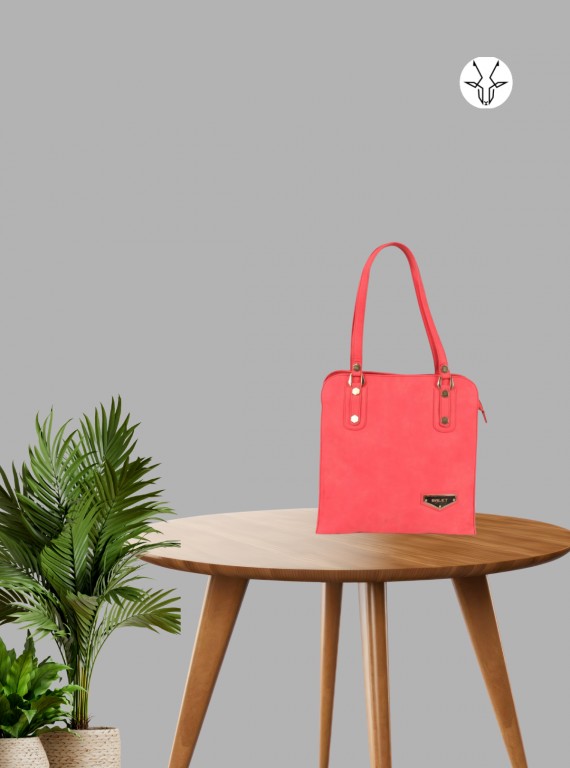 Peach Solid Leather Bag – Sleek, Stylish & Sophisticated Everyday Essential