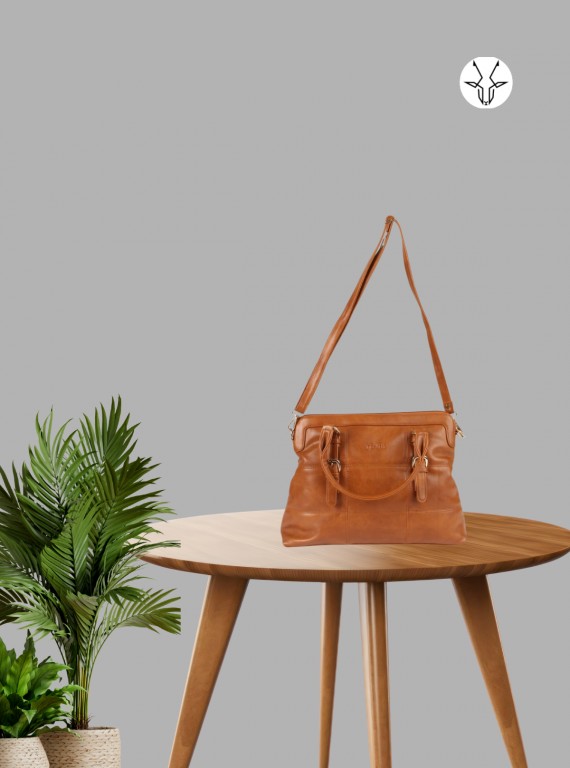 Contrast Tan Leather Sling Cum Handbag – Versatile Dual-Carry Bag for Everyday Chic