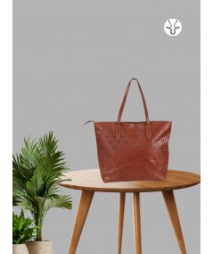 Brown Textured Leather Shopper Bag – Chic & Spacious Handbag for Women