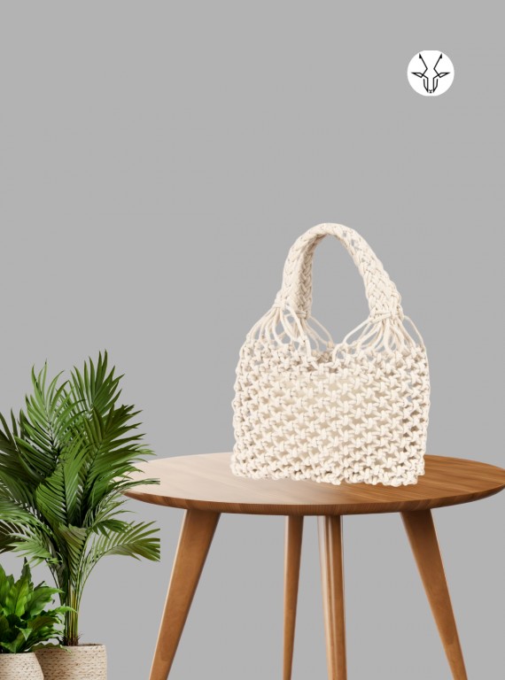 White Knitted Tote Bag for Women – Stylish & Lightweight by Boer & Fitch
