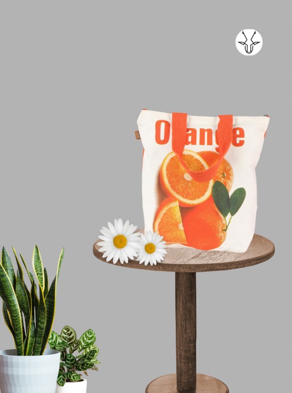 Orange Printed Canvas Tote Bag – Vibrant Everyday Carry by Boer and Fitch