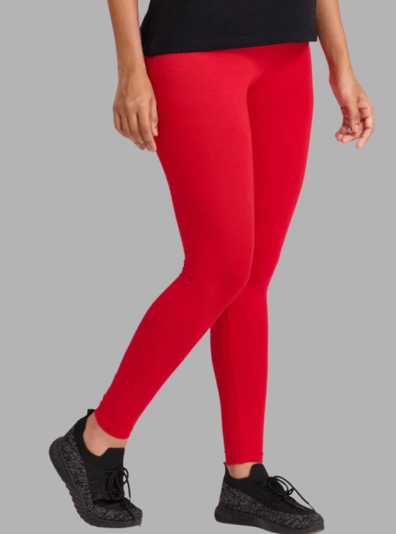 Women's Red Ankle Legging – Ultra-Soft Cotton Stretch Fit by Boer & Fitch