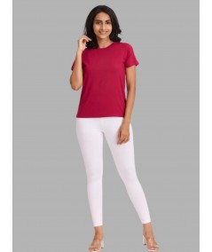 Women's White Ankle Legging – Cotton Elastane Feather-Touch Comfort