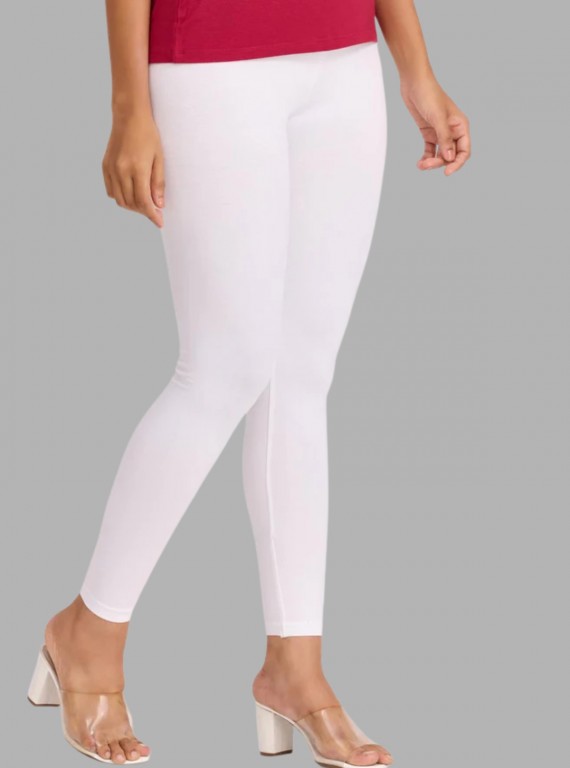 Women's White Ankle Legging – Cotton Elastane Feather-Touch Comfort