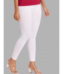 Women's White Ankle Legging – Cotton Elastane Feather-Touch Comfort
