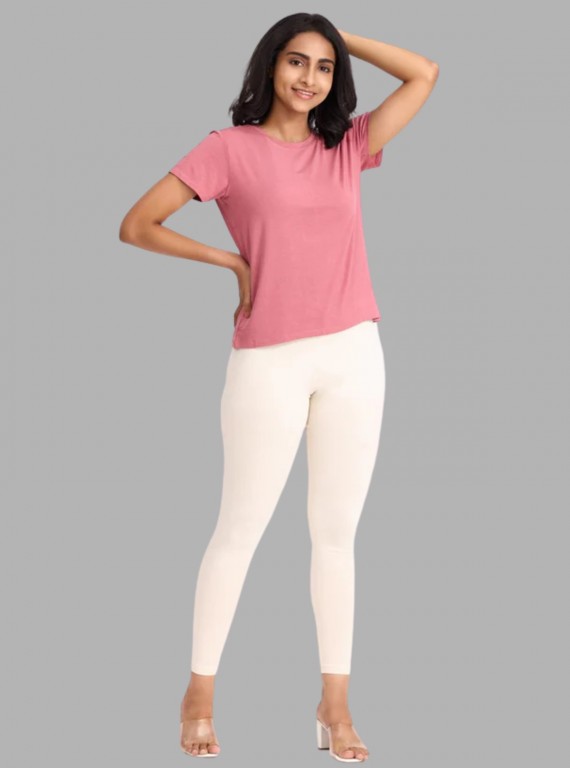 Women's Ecru Ankle Legging – Ultra-Soft Cotton Stretch by Boer & Fitch