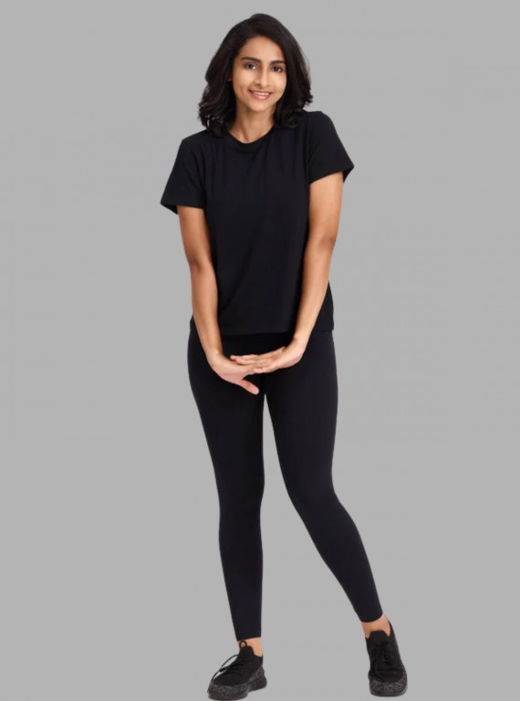 Women's Black Ankle Legging – Feather Touch Cotton Stretch by Boer & Fitch