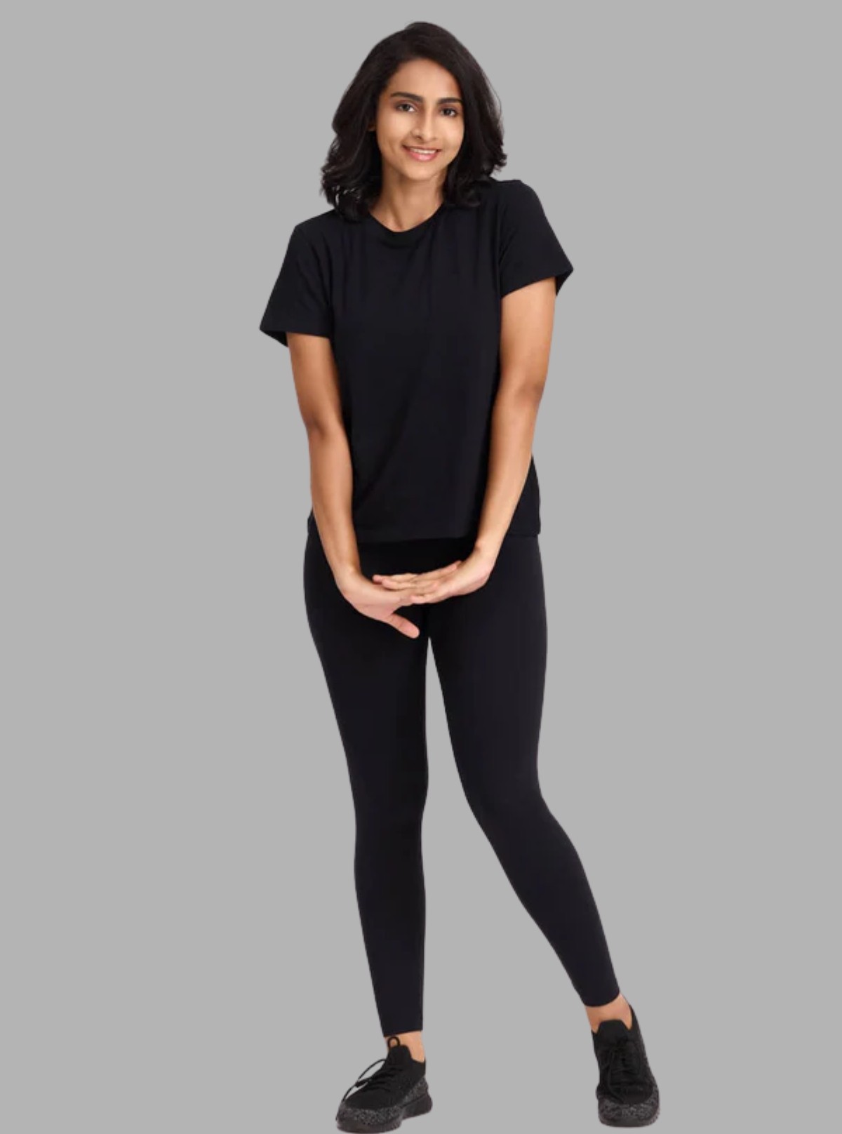 Women's Black Ankle Legging – Feather Touch Cotton Stretch by Boer & Fitch