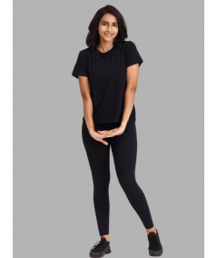 Women's Black Ankle Legging – Feather Touch Cotton Stretch by Boer & Fitch