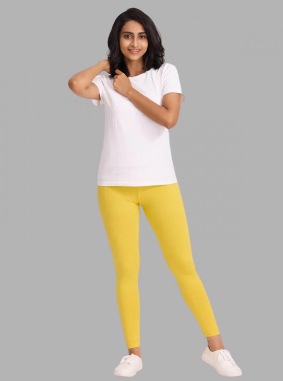 Women's Lemon Yellow Ankle Legging – Soft Cotton Stretch by Boer & Fitch