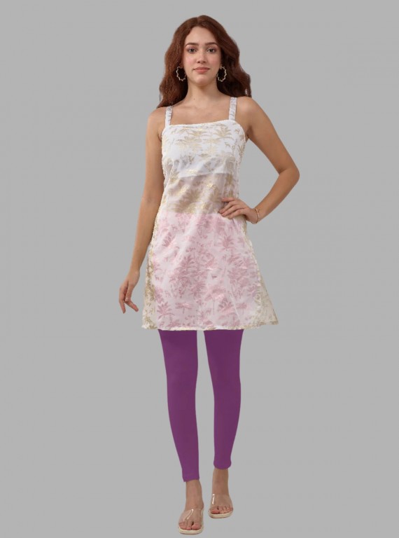 Women's Purple Ankle Legging – Cotton Elastane Feather-Touch Jersey by Boer & Fitch