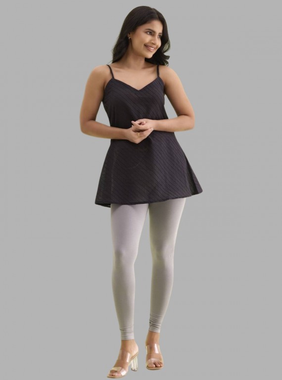 Women's Grey Ankle Legging – Cotton Elastane Feather-Touch Jersey by Boer & Fitch