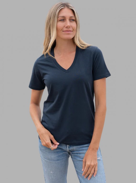 Women’s Marine V-Neck Short Sleeve Cotton Jersey T-Shirt by Boer and Fitch