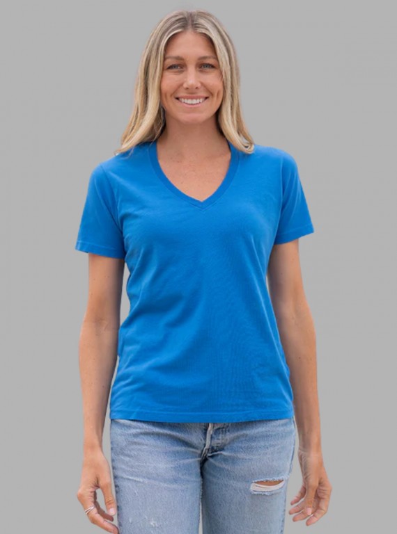 Women’s Blue Bay V-Neck Short Sleeve Cotton Jersey T-Shirt by Boer and Fitch