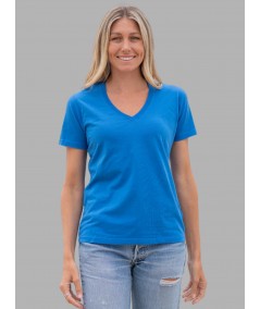 Women’s Blue Bay V-Neck Short Sleeve Cotton Jersey T-Shirt by Boer and Fitch