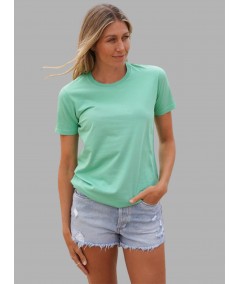 Women's Deco Green Crew Neck Short Sleeve Cotton T-Shirt by Boer and Fitch