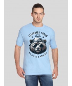 Men’s Blue Bear Print T-Shirt – Bold Graphic Tee for Urban Style