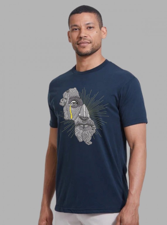 Men’s Navy Old Sailors Print T-Shirt – Nautical-Inspired