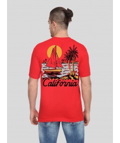 Men’s Red California Printed T-Shirt – Bold Graphic Tee for Everyday Power