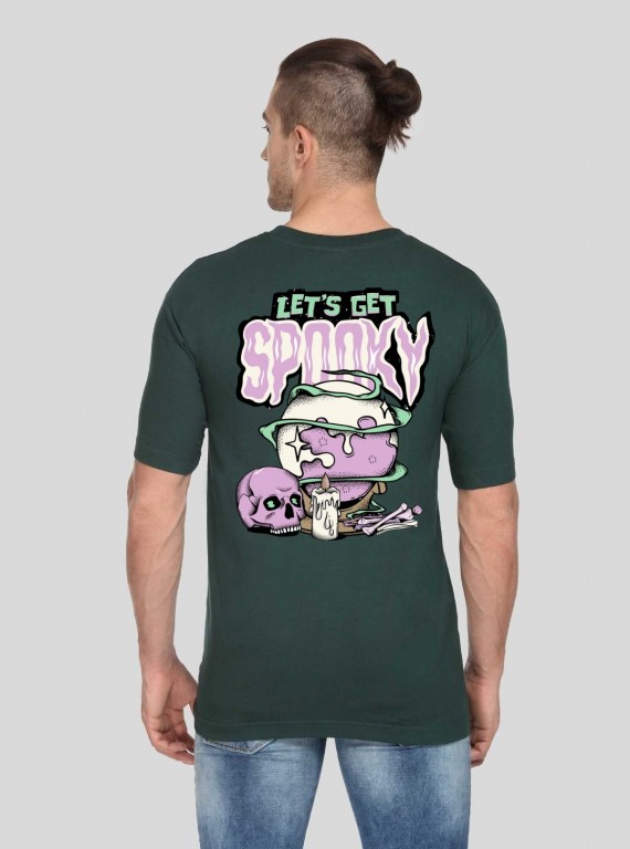 Men’s Bottle Green Printed T-Shirt – Bold, Stylish & Comfortable