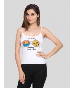 Women’s White California Vibes Spaghetti Top – Boer and Fitch
