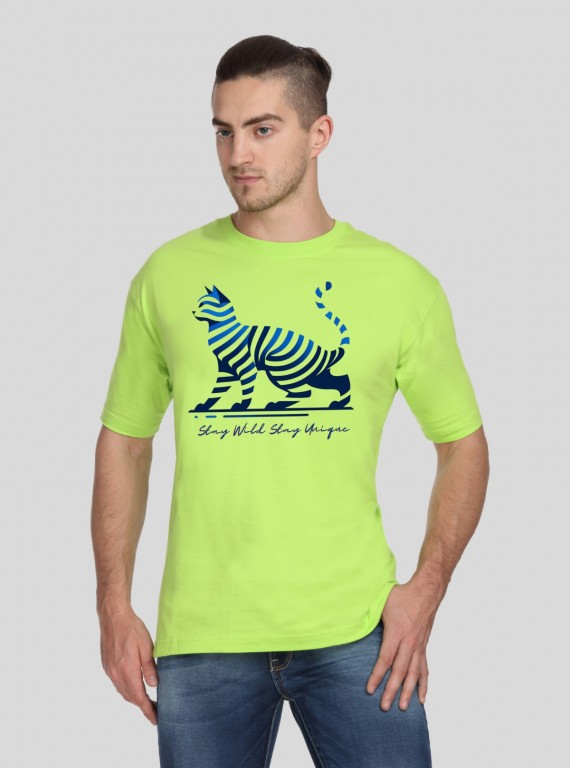 Men’s Lime Green Printed Round Neck T-Shirt – Vibrant Casualwear by Boer and Fitch