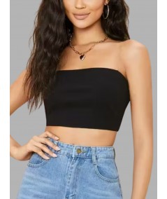 Women’s Black Tube Bra in Cotton Elastane – Seamless Comfort & Stretch