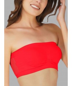 Women’s Red Tube Bra in Cotton Elastane – Bold, Seamless Strapless Comfort