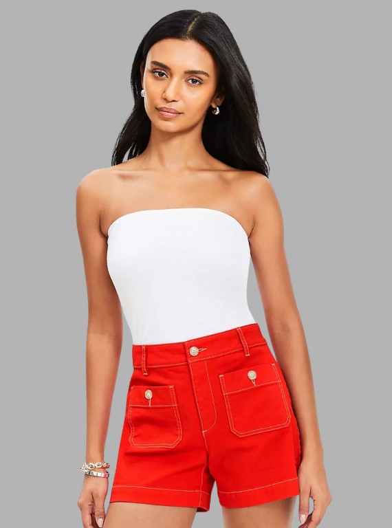 Women’s White Cotton Elastane Tube Top – Minimal, Comfy & Stretchable