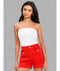 Women’s White Cotton Elastane Tube Top – Minimal, Comfy & Stretchable