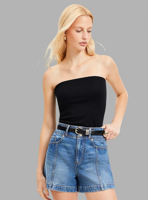 Women’s Black Tube Top in Cotton Elastane – Sleek, Stretchy & Timeless Fit