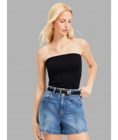 Women’s Black Tube Top in Cotton Elastane – Sleek, Stretchy & Timeless Fit