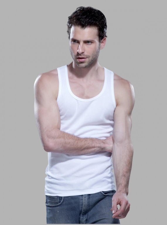 Men’s White Ribbed Vest – Breathable Cotton Base Layer for All-Day Comfort