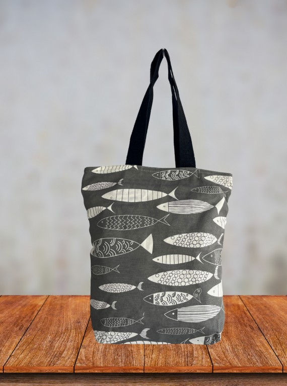 Doodled Fish Printed Bag – Quirky Artistic Tote by Boer and Fitch