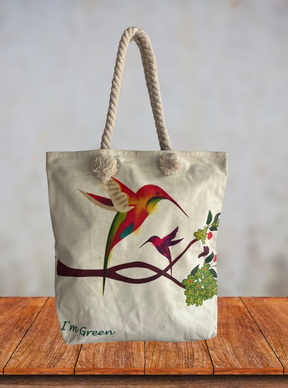 Angelic Hummingbird Canvas Bag – Nature-Inspired Tote by Boer and Fitch