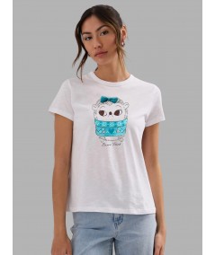 Women’s White Doll Printed T-Shirt – Casual Cotton Tee | Boer & Fitch