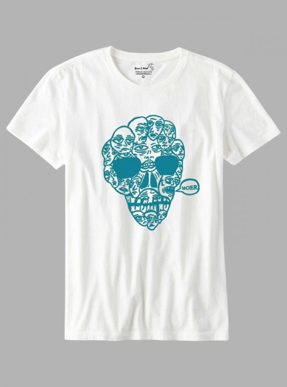 White Skull Print Crew Neck T-Shirt for Men – Boer and Fitch