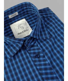 Blue Checked Slim Fit Half Sleeve Shirt for Men – Casual Style by Boer and Fitch
