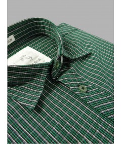 Green Micro Checked Slim Fit Full Sleeve Shirt for Men – Casual & Smart by Boer and Fitch