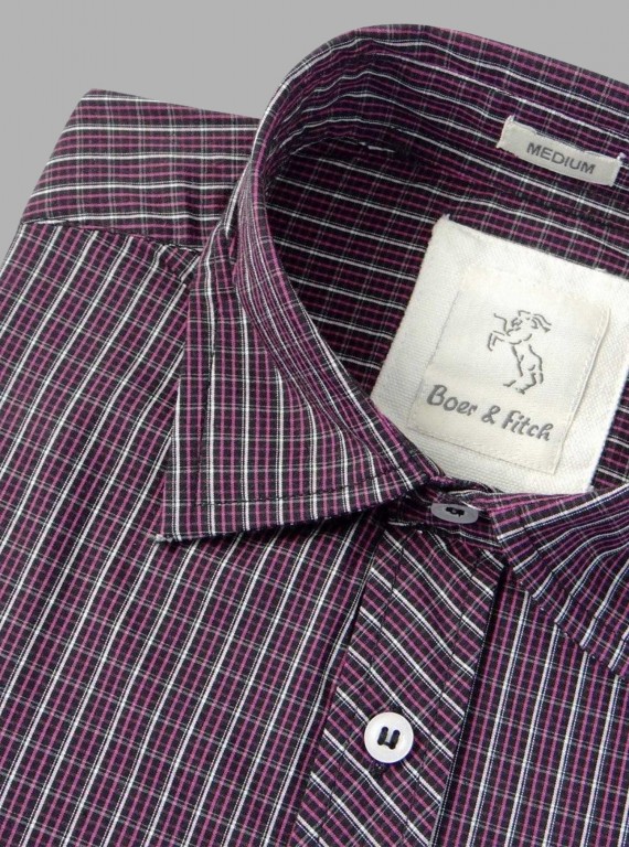 Plum Classic Checked Slim Fit Full Sleeve Shirt for Men – Casual & Smart by Boer and Fitch