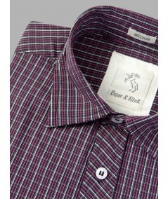 Plum Classic Checked Slim Fit Full Sleeve Shirt for Men – Casual & Smart by Boer and Fitch